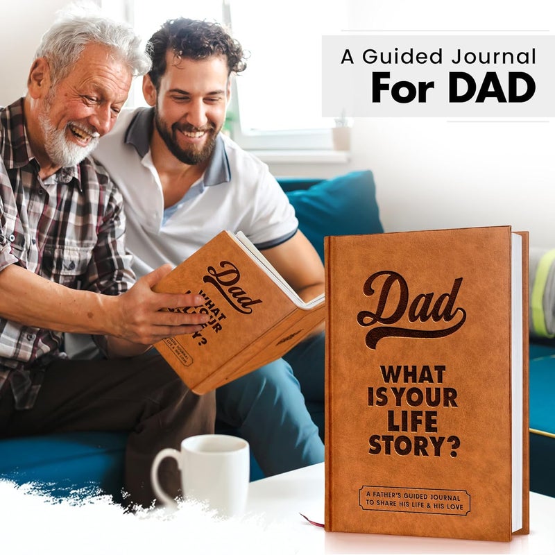 BRAVEBUG Gifts for Dad from Daughter, Son - Personalized Father's Day Gifts for dad, Husband - Christmas, Birthday Gift for Dads - Dad Story Book to Fill Out, Dads Guided Journal Life Story Leather Journal - Image 2